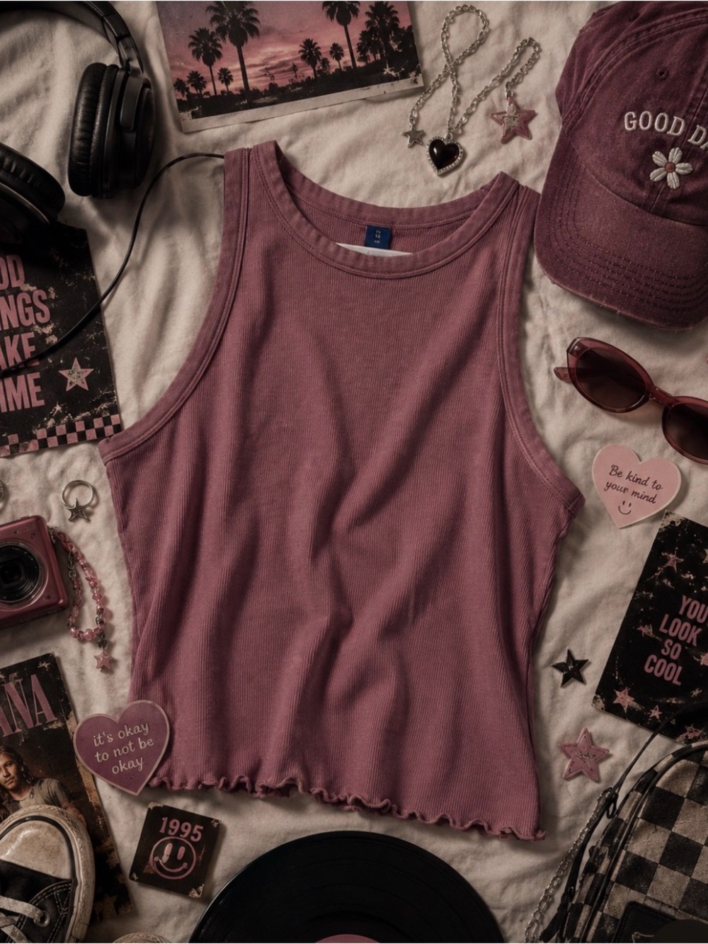 Old Navy Ribbed Tank Top in Rose Colour